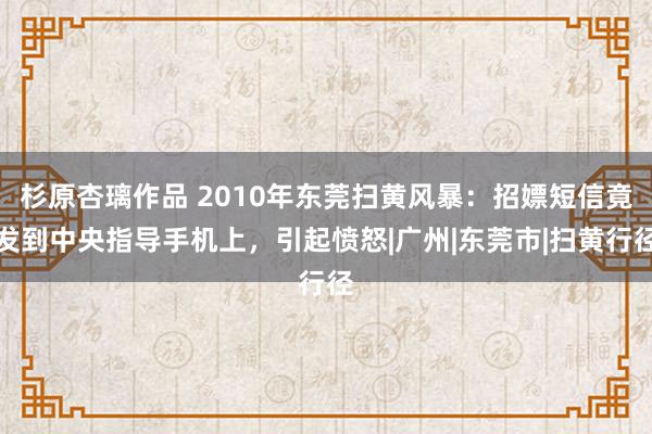 杉原杏璃作品 2010年东莞扫黄风暴：招嫖短信竟发到中央指导手机上，引起愤怒|广州|东莞市|扫黄行径