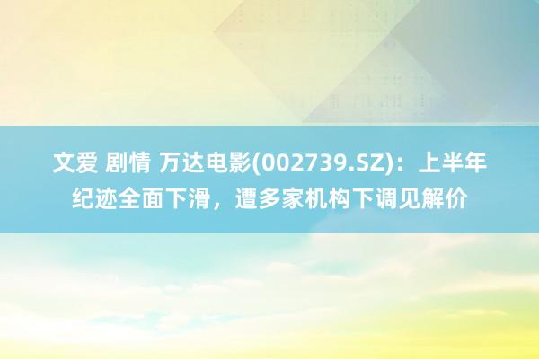 文爱 剧情 万达电影(002739.SZ)：上半年纪迹全面下滑，遭多家机构下调见解价