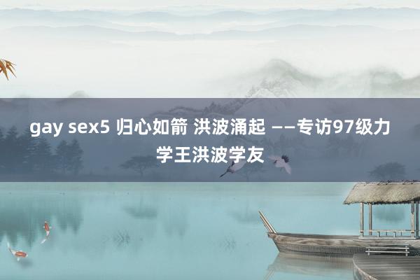 gay sex5 归心如箭 洪波涌起 ——专访97级力学王洪波学友